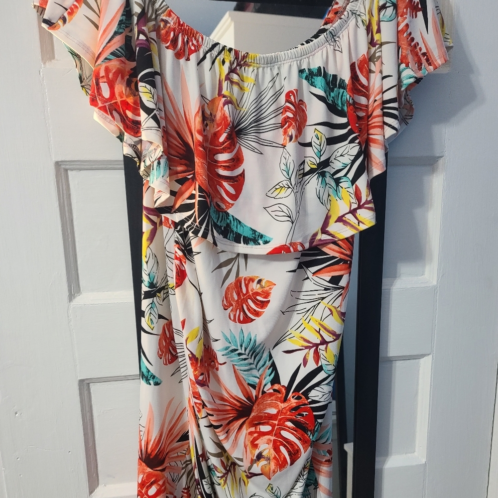 Maternity or regular off shoulder tropical dress size XL